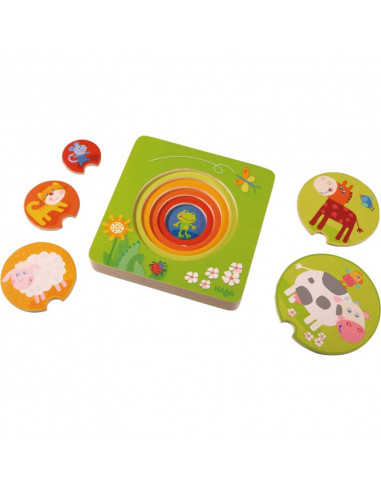 Puzzle din lemn in starturi - La ferma, Haba,301647
