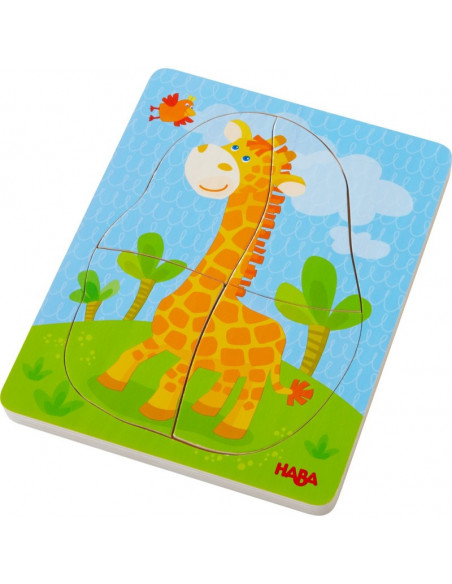 Puzzle din lemn in straturi - Animale salbatice, Haba,303382