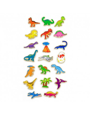 Set dinozauri magnetici din lemn 20 buc, Viga,50289