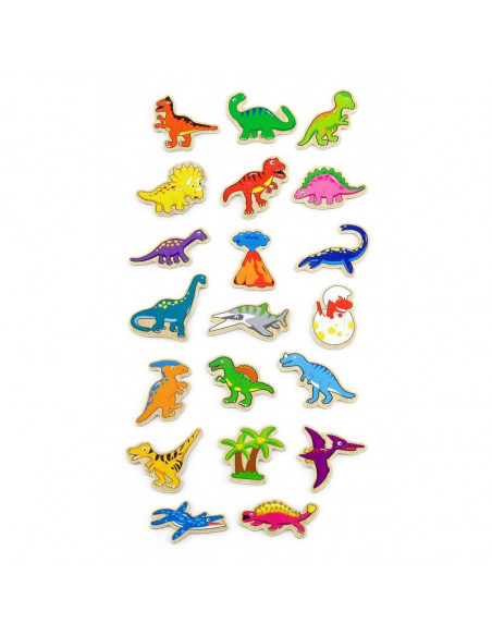 Set dinozauri magnetici din lemn 20 buc, Viga,50289