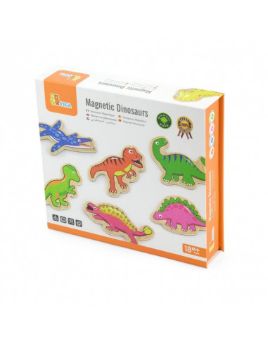 Set dinozauri magnetici din lemn 20 buc, Viga,50289