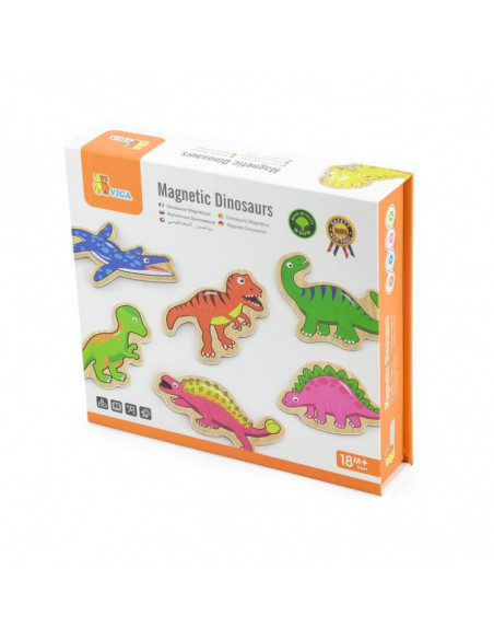 Set dinozauri magnetici din lemn 20 buc, Viga,50289