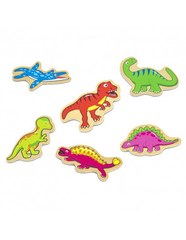 Set dinozauri magnetici din lemn 20 buc, Viga,50289