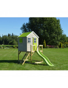 Casuta de gradina Lime Lodge cu platforma si tobogan (M22L),M22L