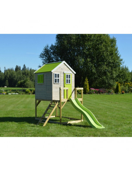 Casuta de gradina Lime Lodge cu platforma si tobogan (M22L),M22L Casuta de gradina Lime Lodge cu platforma si tobogan (M22L),M22L