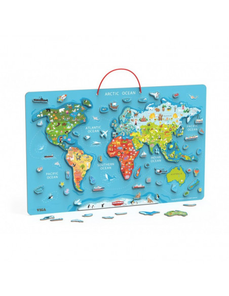 Puzzle magnetic Harta lumii si tabla de scris, Viga,44508 Puzzle magnetic Harta lumii si tabla de scris, Viga,44508