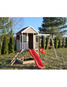 Casuta de gradina Summer Adventure House cu platforma cu loc pentru nisip, tobogan si leagan (M9) 2