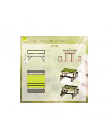 Masa de picnic senzoriala T2 Deluxe cu bancute si loc pentru Masa de picnic senzoriala T2 Deluxe cu bancute si loc pentru