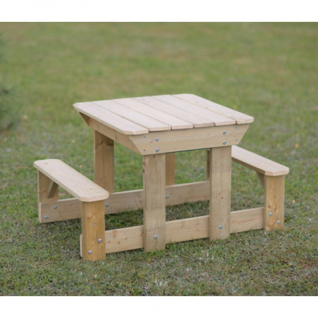 Masa de picnic senzoriala cu bancute si loc pentru nisip si apa Masa de picnic senzoriala cu bancute si loc pentru nisip si apa