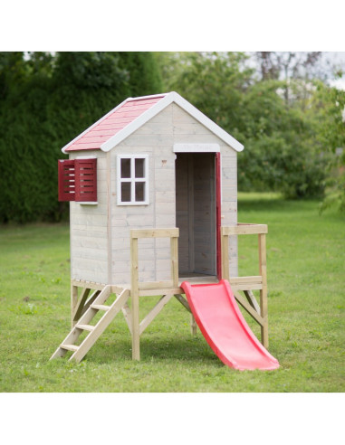 Casuta de gradina My Red Cottage House cu platforma si tobogan Casuta de gradina My Red Cottage House cu platforma si tobogan