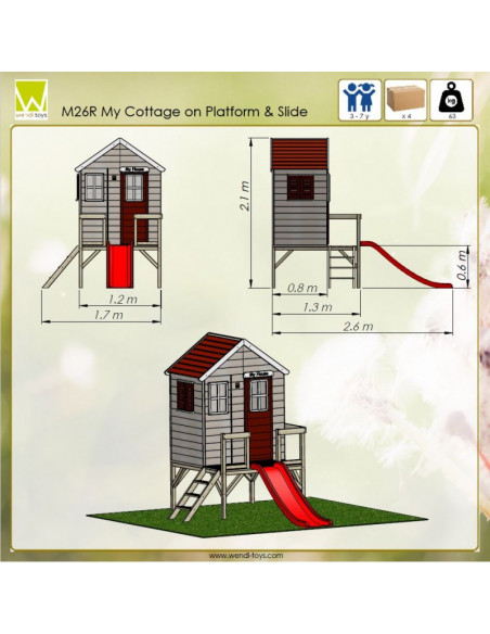 Casuta de gradina My Red Cottage House cu platforma si tobogan Casuta de gradina My Red Cottage House cu platforma si tobogan