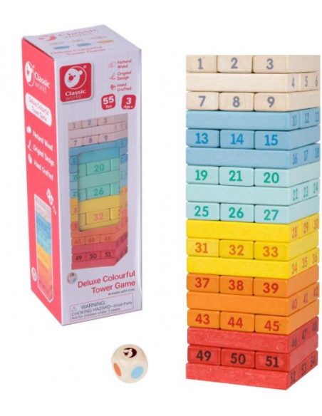 Joc Turnul cazator Jenga Colorat, 54 piese,CW3752