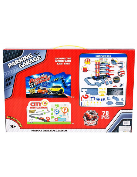 Set de Joaca 70 piese MalPlay Parcare cu 4 nivele, 3 Masinute
