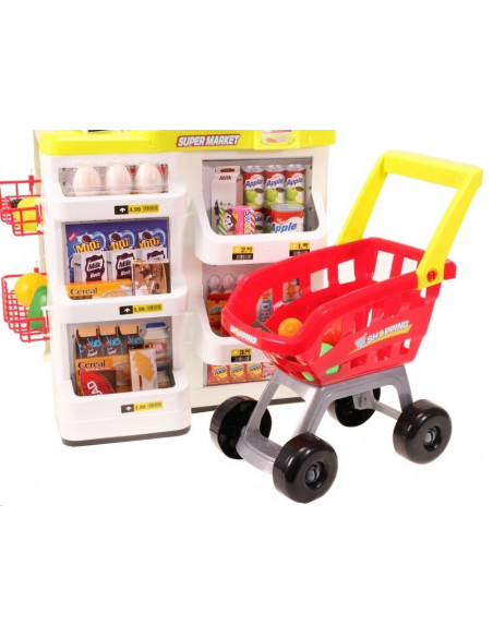 Set de joaca supermarket cu carucior MalPlay 24 piese, casa de