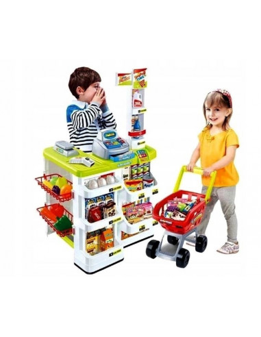 Set de joaca supermarket cu carucior MalPlay 24 piese, casa de