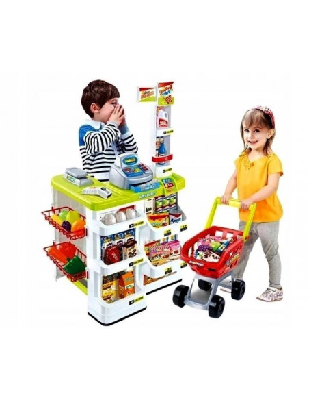 Set de joaca supermarket cu carucior MalPlay 24 piese, casa de