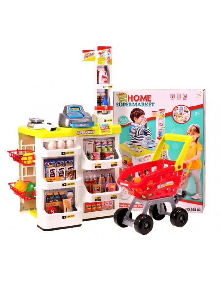 Set de joaca supermarket cu carucior MalPlay 24 piese, casa de