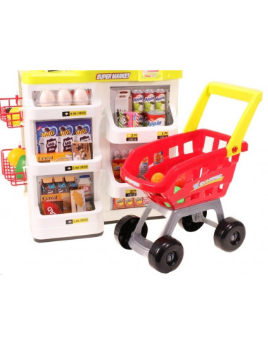 Set de joaca supermarket cu carucior MalPlay 24 piese, casa de