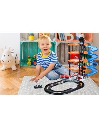 Set de Joaca MalPlay Garaj Circuit cu 4 nivele cu 4 masini, 1