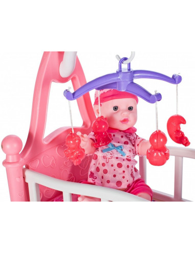 Set de joaca Malplay Bebelus cu pat balansoar si accesorii