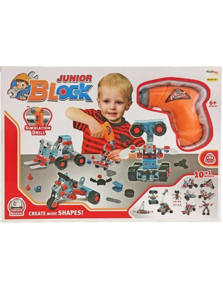 Set de constructii MalPlay Junior Block 286 piese si bormasina