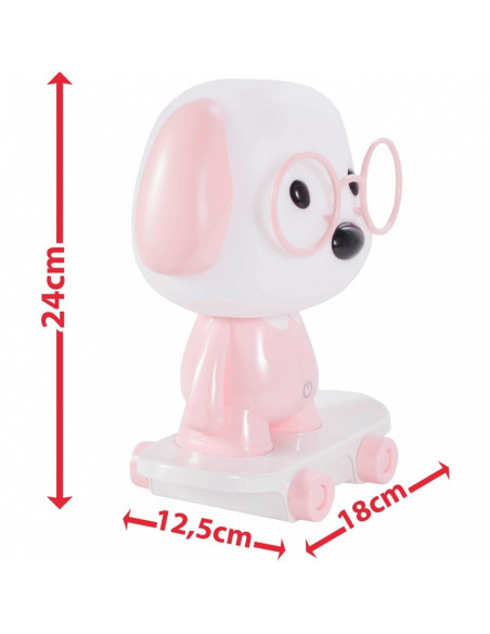 Lampa de veghe pentru copii MalPlay Catelus Roz cu incarcare
