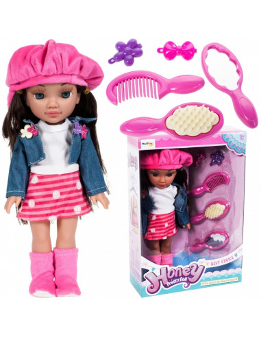 Set Papusa fetite MalPlay cu sapca si accesorii infrumusetare