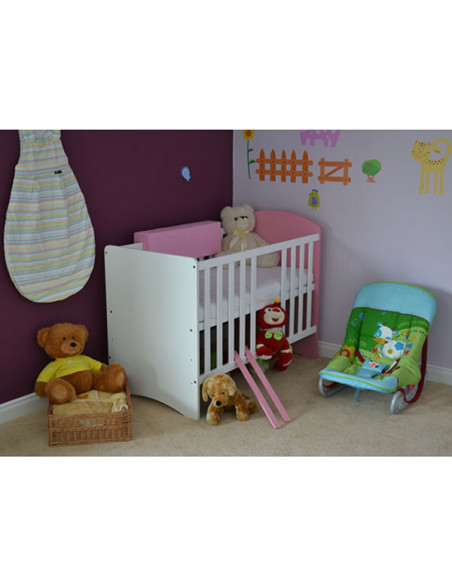 Patut copii din lemn Hubners Anne 120x60 cm alb-roz,PHANN12ALRO