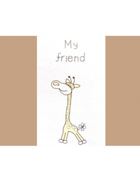 Lenjerie patut cu broderie Hubners Girafa 4 piese crem,LENBHG4C