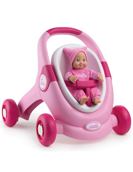 Carucior pentru papusi Smoby Minikiss 3 in 1 roz,S7600210205
