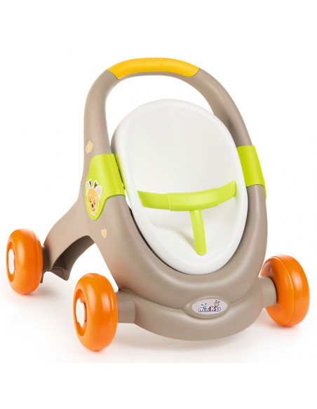 Carucior pentru papusi Smoby Minikiss 3 in 1 gri,S7600210206