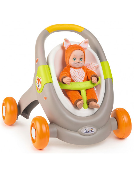 Carucior pentru papusi Smoby Minikiss 3 in 1 gri,S7600210206