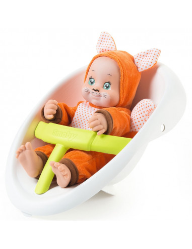 Carucior pentru papusi Smoby Minikiss 3 in 1 gri,S7600210206