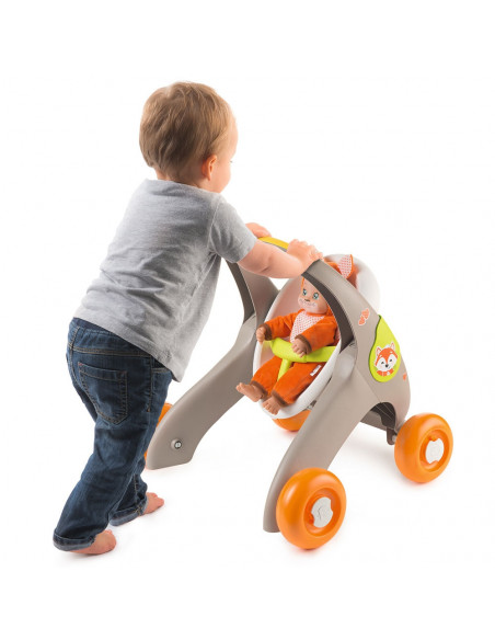Carucior pentru papusi Smoby Minikiss 3 in 1 gri,S7600210206