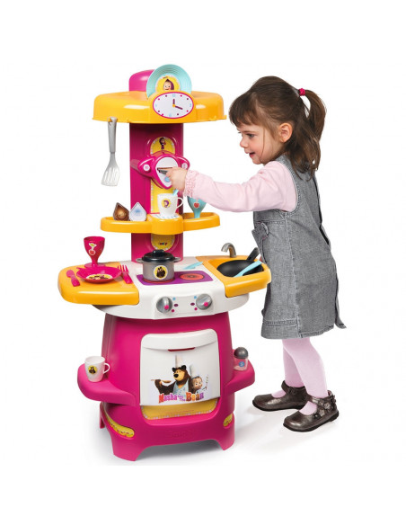 Bucatarie Smoby Masha and The Bear Cooky roz cu