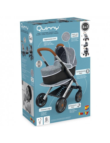 Carucior pentru papusi Smoby Quinny Combi 3 in 1 gri,S7600253104