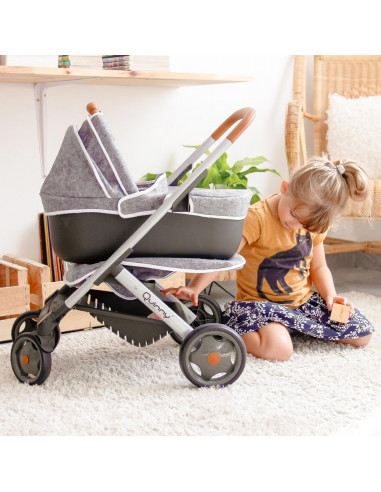 Carucior pentru papusi Smoby Quinny Combi 3 in 1 gri,S7600253104