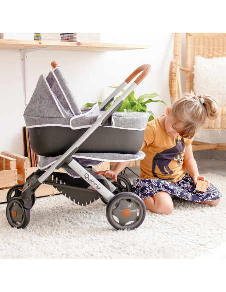 Carucior pentru papusi Smoby Quinny Combi 3 in 1 gri,S7600253104