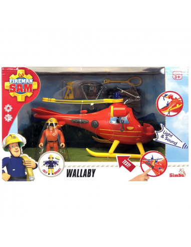 Jucarie Simba Elicopter Fireman Sam Wallaby cu figurina si