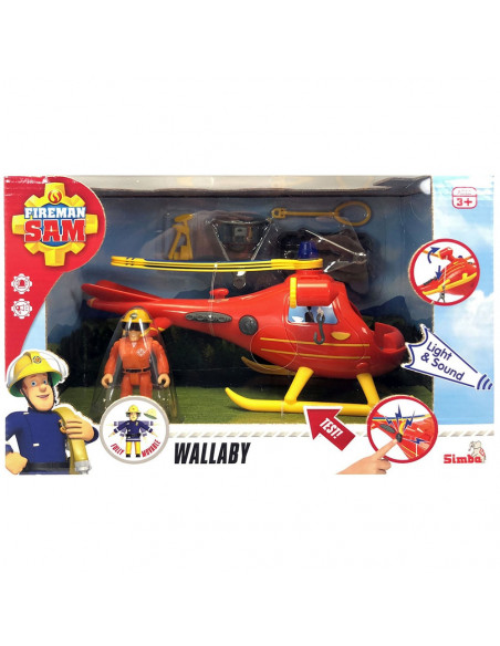 Jucarie Simba Elicopter Fireman Sam Wallaby cu figurina si