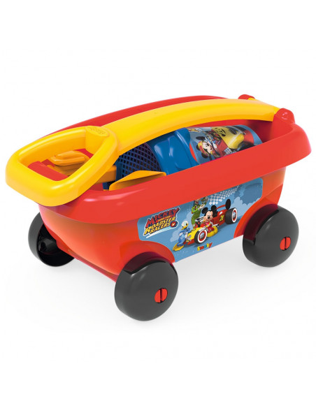 Set jucarii nisip Smoby Carucior Mickey cu accesorii,S7600867003