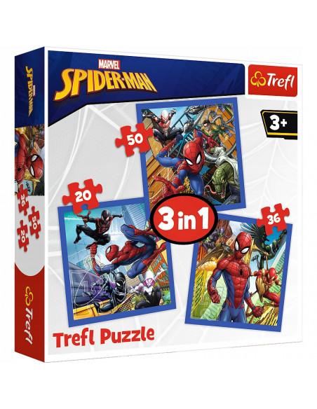 Set puzzle 3 in 1 Trefl Marvel Spider Man, Forta paianjenului