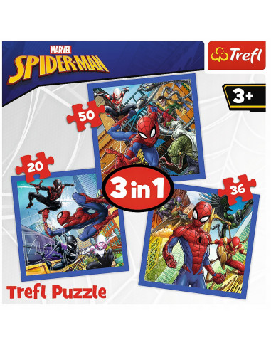 Set puzzle 3 in 1 Trefl Marvel Spider Man, Forta paianjenului