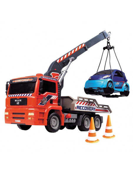 Camion de tractare Dickie Toys MAN Air Pump Crane Truck cu 1