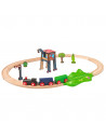 Set din lemn Eichhorn Tren cu sina ovala si accesorii,S100001261