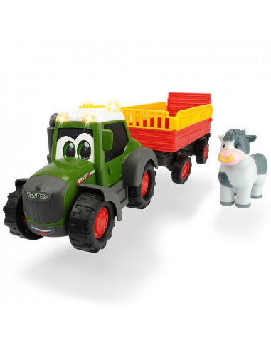 Tractor Dickie Toys Happy Fendt Animal Trailer cu remorca si