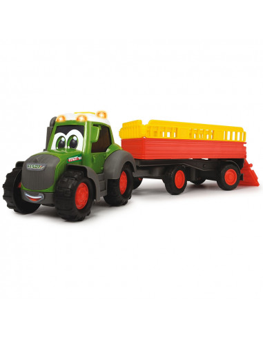 Tractor Dickie Toys Happy Fendt Animal Trailer cu remorca si