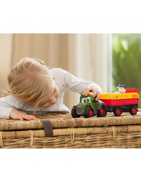 Tractor Dickie Toys Happy Fendt Animal Trailer cu remorca si