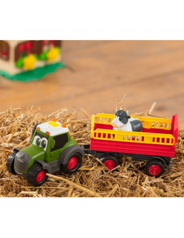 Tractor Dickie Toys Happy Fendt Animal Trailer cu remorca si
