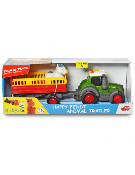 Tractor Dickie Toys Happy Fendt Animal Trailer cu remorca si